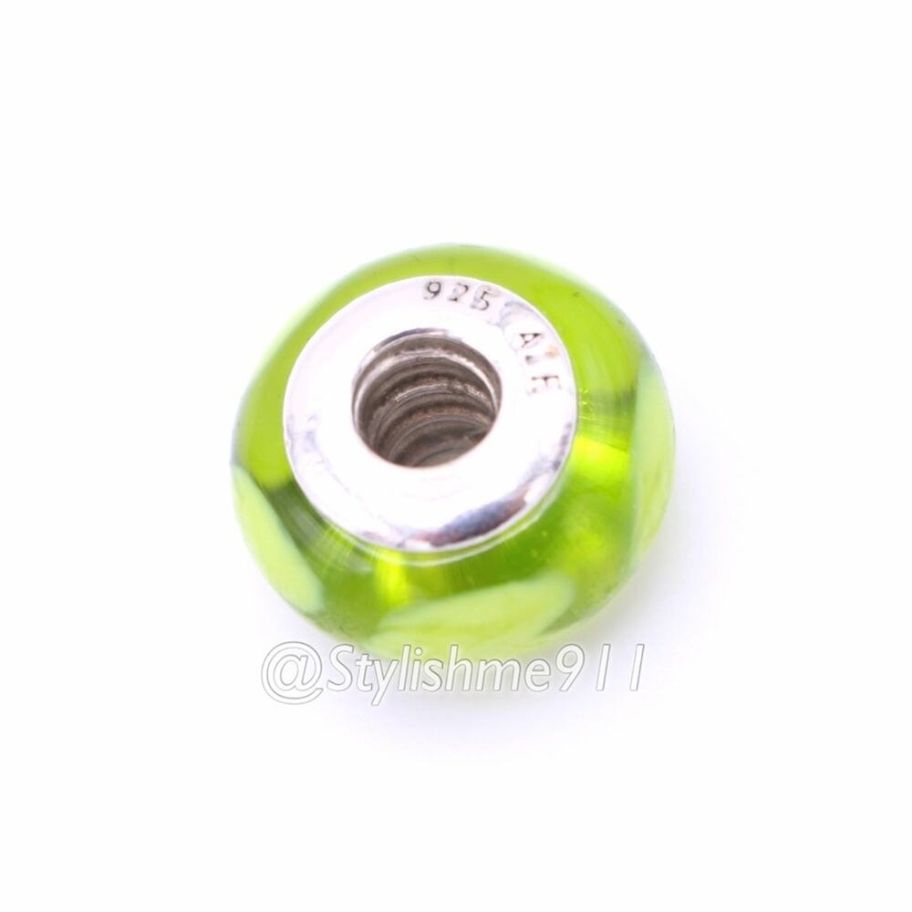 Authentic Pandora Lime Green with Lime Hearts Charm - Picture 8 of 10